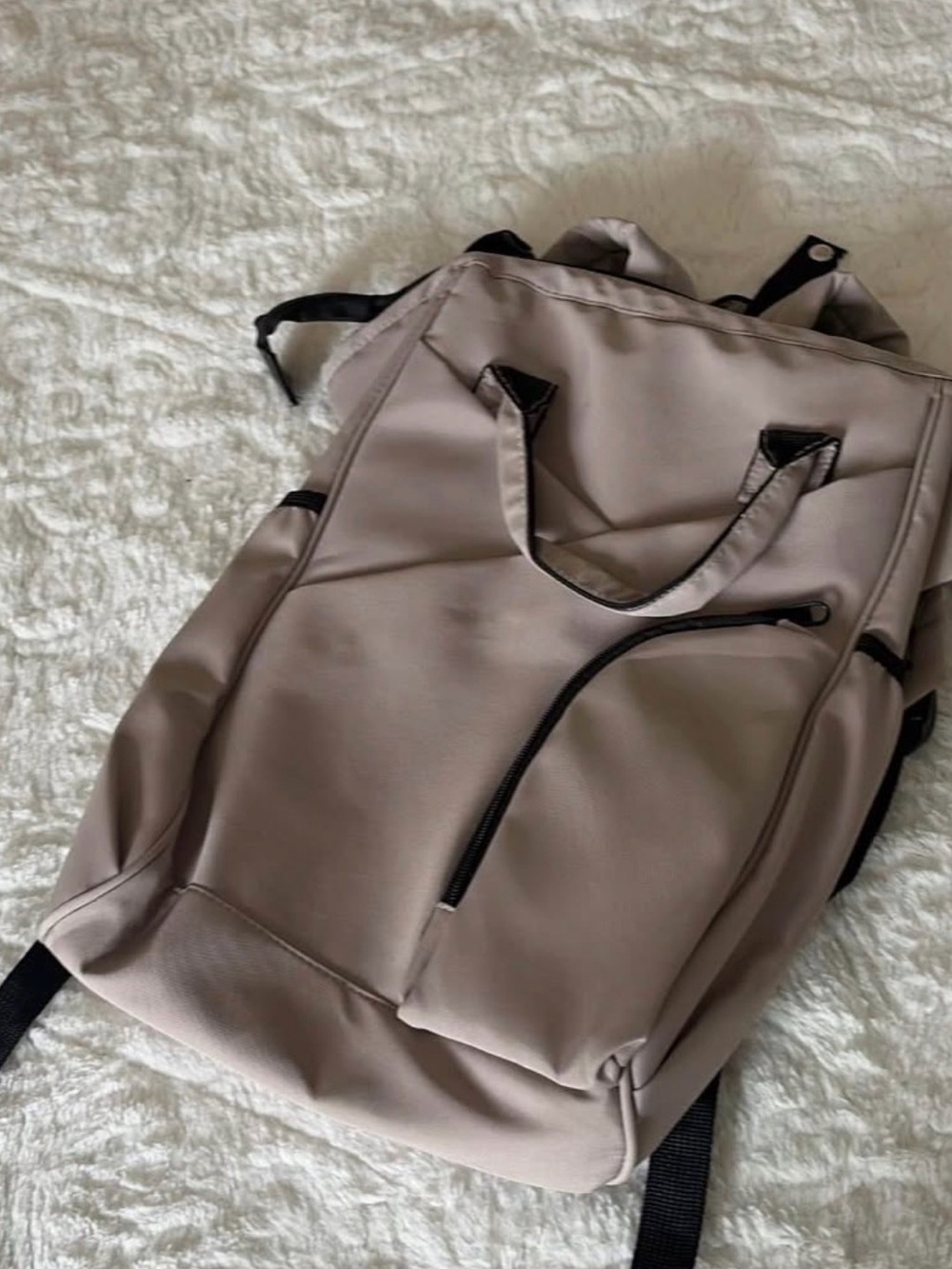 Minimalist Taupe Backpack - Unbranded Travel Bag